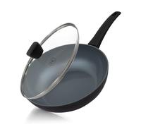 BE Living Delight Série Wok avec couvercle Ø 28 cm - Wok en céramique avec couvercle - Poêle sans PFAS, adaptée à l'induction - Convient à toutes les sources de chaleur - Noir
