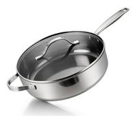BE Living Poêle à frire en acier inoxydable - Ø 28 cm - Céramique - Induction - Sans PFAS Anti-adhésif - Poêle à frire - Série Essential