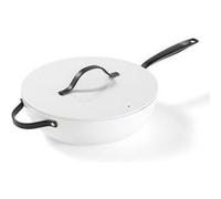 BE Living Poêle wok avec couvercle - Ø 30 cm - Poêle wok à induction - Convient à toutes les sources de chaleur - Blanc G