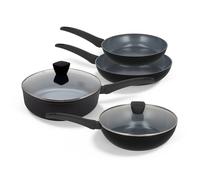 BE Living Set de casseroles 4 pièces - Ø24 &28 Poêle à frire + Ø28 Poêle à frire + Ø28 cm Wok avec couvercle - Set de poêles à frire - Céramique - Induction - Sans PFAS Anti-adhésif - Série Delight
