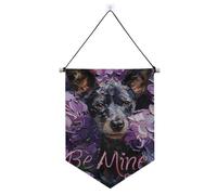 Be Mine - Bannière à suspendre avec tige télescopique - Décoration murale pour intérieur et extérieur - Motif chien - Lilas