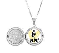 Be Mine Collier avec médaillon avec citation d'amour Jaune