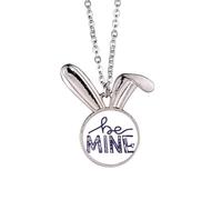 Be Mine Collier avec pendentif en forme de lapin avec citation manuscrite