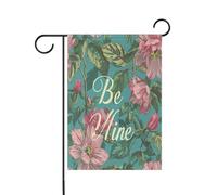 Be Mine Drapeau de jardin floral William Morris style pêche sarcelle bannière de Noël pour décoration de porche 30,5 x 45,7 cm double face