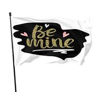 Be Mine Garden Flag 0,9 x 1,5 m Glitter Gold Words Love Quote Pink Heart Black Valentine's Day Polyester Yard Flags House Patio Lawn Indoor Outdoor Greeting Banner