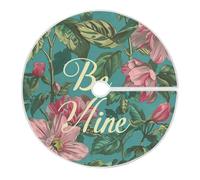 Be Mine Jupe de sapin de Noël ronde style William Morris Motif floral Bleu sarcelle pêche Taille S pour mariage, festival, ferme 1,2 m