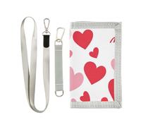 Be Mine Portefeuille à trois volets pour la Saint-Valentin Rouge pêche Porte-cartes pour femme Portefeuille décontracté unique pour homme Pince à billets avec cordon billeteras para hombre, BE MINE