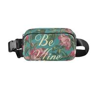 Be Mine - Sac banane tendance style William Morris floral bleu sarcelle pêche pour homme et femme avec sangle réglable pour l'entraînement, la course à pied, la randonnée