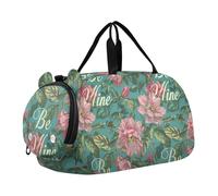 Be Mine Sac de sport pour fille Motif floral William Morris Bleu sarcelle avec compartiment à chaussures Grande capacité Sac de voyage pour garçons et filles, Be Mine Floral William Morris Pêche