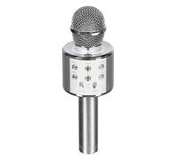 Be Mix - HT2039 Enceinte Micro Karaoke Bluetooth 3W - Autonomie 4h - Prise Jack 3.5mm - Effets Sonores - Universelle pour Smartphone/TV/Tablette - Argenté 8 x 8 x 23,5 cm