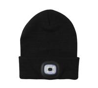 BE MIX - TX9128 Bonnet LED Rechargeable USB Adulte Noir - Autonomie 2-4h, 3 Modes d'Éclairage (Moyen, Fort, Flash), Acrylique Doux et Chaud, Activités Nocturnes