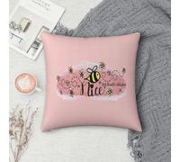 Be Nice Make The World A Better Place Housse de coussin carrée Motif fleurs et abeilles