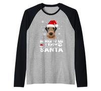 Be Nice to Me I Know Santa Airedale Terrier Dog Christmas Manche Raglan