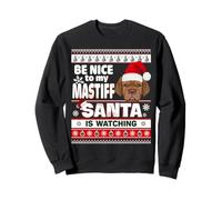Be Nice to Me I Know Santa Bordeaux Mastiff Dog Christmas Sweatshirt