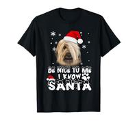 Be Nice to Me I Know Santa Briard Dog Christmas Xmas T-Shirt