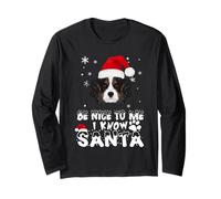Be Nice to Me I Know Santa Cavalier Dog Christmas Dogs Lover Manche Longue