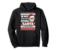 Be Nice to Me I Know Santa Pit Bull Dog Christmas Xmas Sweat à Capuche