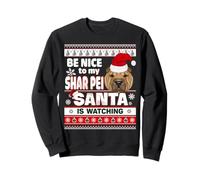 Be Nice to Me I Know Santa Shar Pei Dog Christmas Xmas Sweatshirt