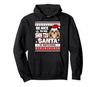 Be Nice to Me I Know Santa Shih Tzu Dog Christmas Sweat à Capuche