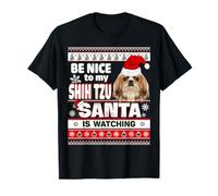Be Nice to Me I Know Santa Shih Tzu Dog Christmas T-Shirt