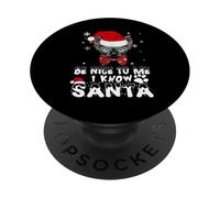 Be Nice to Me I Know Santa Sphynx Cat Christmas PopSockets PopGrip Adhésif
