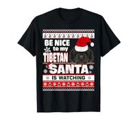 Be Nice to Me I Know Santa Tibetan Mastiff Dog Christmas T-Shirt