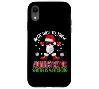 Be Nice to The Administrator Santa Watching Funny Christmas Coque pour iPhone XR