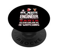 Be Nice to The Engineer Santa is Watching Funny Christmas PopSockets PopGrip Adhésif