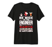 Be Nice to The Engineer Santa is Watching Funny Christmas T-Shirt Haut de Gamme