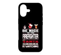 Be Nice to The Firefighter Santa is Watching Funny Christmas Coque pour iPhone 17