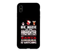 Be Nice to The Firefighter Santa is Watching Funny Christmas Coque pour iPhone XS Max