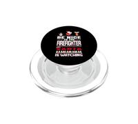 Be Nice to The Firefighter Santa is Watching Funny Christmas PopSockets PopGrip pour MagSafe