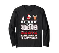Be Nice to The Photographer Santa is Watching Christmas Manche Longue