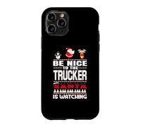 Be Nice to The Trucker Santa is Watching Funny Christmas Coque pour iPhone 11 Pro