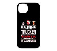 Be Nice to The Trucker Santa is Watching Funny Christmas Coque pour iPhone 14 Plus