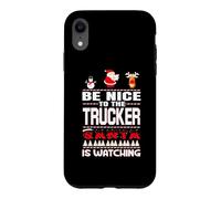Be Nice to The Trucker Santa is Watching Funny Christmas Coque pour iPhone XR