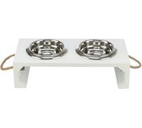 BE NORDIC Ensemble de bols, MDF/Acier inoxydable 2 × 0,4 l/ø 14 cm/38 × 18 × 10 cm blanc