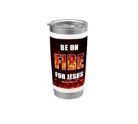 Be on Fire for Jesus - Revival Christian Faith Rev 3:15 Gobelet isotherme en acier inoxydable double paroi