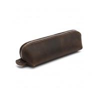 be online Trousse à Crayons en Cuir Véritable Fait Main - Organiseur de Bureau Multi-Usage pour Stylos et Pinceaux de Maquillage - Étui de Protection avec Fermeture Éclair Robuste (Marron Foncé)