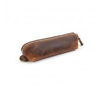 be online Trousse à Crayons en Cuir Véritable Fait Main - Organiseur de Bureau Multi-Usage pour Stylos et Pinceaux de Maquillage - Étui de Protection avec Fermeture Éclair Robuste (Cognac)