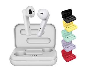 BE Pop Écouteurs Bluetooth 5.0 TWS - Écouteurs sans Fil Son Stereo 3D HD, Autonomie 6H, Etui de Chargement LED, Facile à Connecter, Micro Intégré, Légers et Confortables pour iPhone/Android (Blanc)