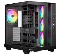 be quiet! Light Base 500 LX Boîtier PC Black, Panneaux Avant et latéral entièrement vitrés, Style Aquarium, Conception à Double Chambre, hub pour Ventilateurs ARGB, 4 Ventilateurs Light Wings LX PWM