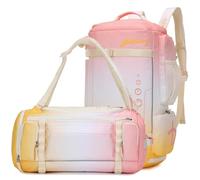 BE SMART Sac à dos de sport extra large pour homme avec compartiment à chaussures, imperméable et résistant 50 l, Gardient rose jaune, Large, Sac à dos de sport