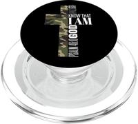 Be Still and Know Dieu Chrétien Verset de la Bible Vert Camouflage Croix PopSockets PopGrip pour MagSafe