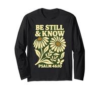 Be Still and Know Psaume 46:10 Bold Daisy Bible Christian Manche Longue