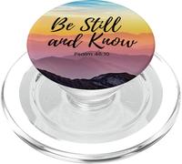 Be Still and Know - Psaume 46:10 - Poème Bible avec Coucher de Soleil PopSockets PopGrip pour MagSafe