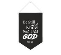 Be Still And Know That I Am God Psaum 46:10 Bannière murale inspirante à suspendre au mur - Œuvre d'art décorative pour salon, chambre à coucher, bureau, cadeaux de vacances - 25,4 x 38,1 cm