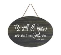 Be Still And Know That I Am God Psaum 46:10 Plaque murale imprimée en bois rustique avec citations positives Poster moderne pour bureau, décoration d'intérieur, cadeaux 15,2 x 25,4 cm