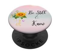 Be Still Know That I Am God Quotes Butterfly Christian Jesus PopSockets PopGrip Adhésif