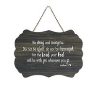 Be Strong And Courageous. Do Not Be Afraid; Do Not Be Discouraged Joshua 1:9 Panneau en bois imprimé rustique en bois avec citations pour décoration murale 15,2 x 25,4 cm